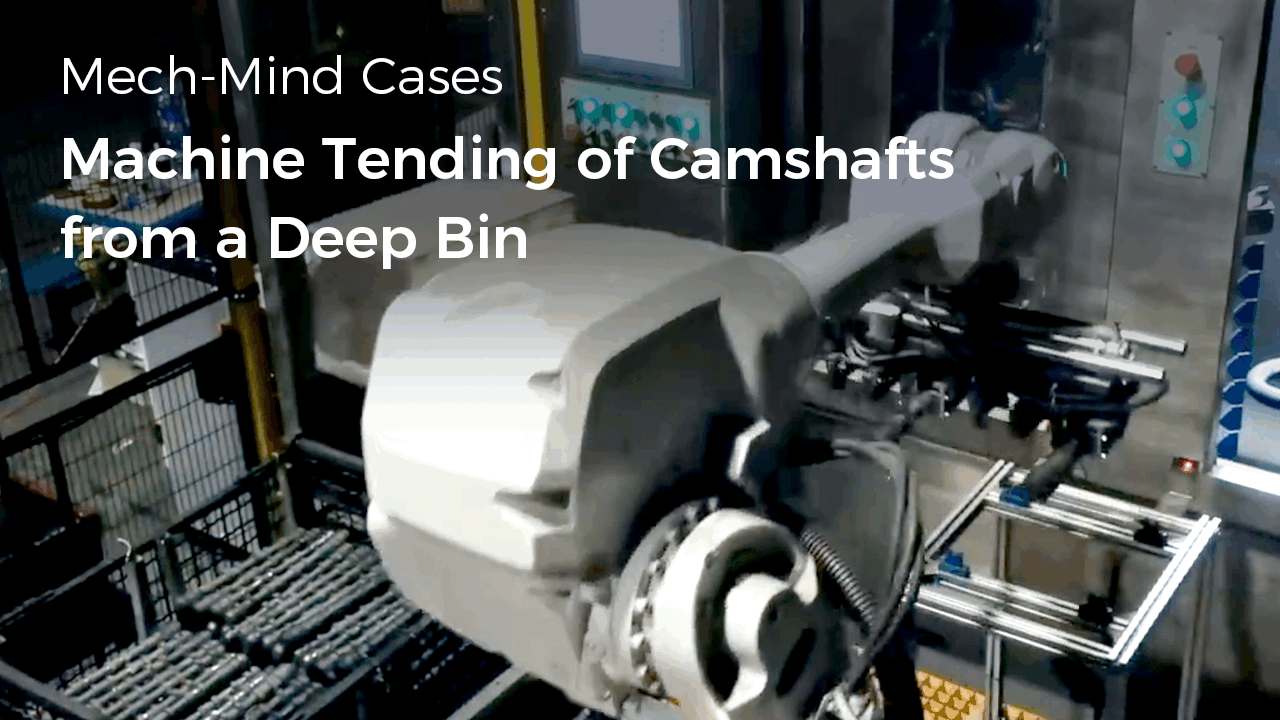 General-Purpose "Eye + Brain" for Robots: Machine Tending of Camshafts from a Deep Bin